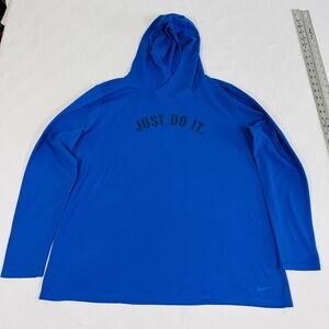 Nike XXL Dri Fit Hoodie Royal Blue Just Do It Poly Cotton Blend